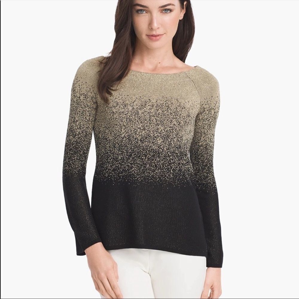 White House Black Market gold metallic and black top. S